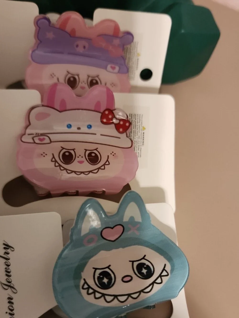 Kids Cute Character Hair Claw Clips - Blue & Pink